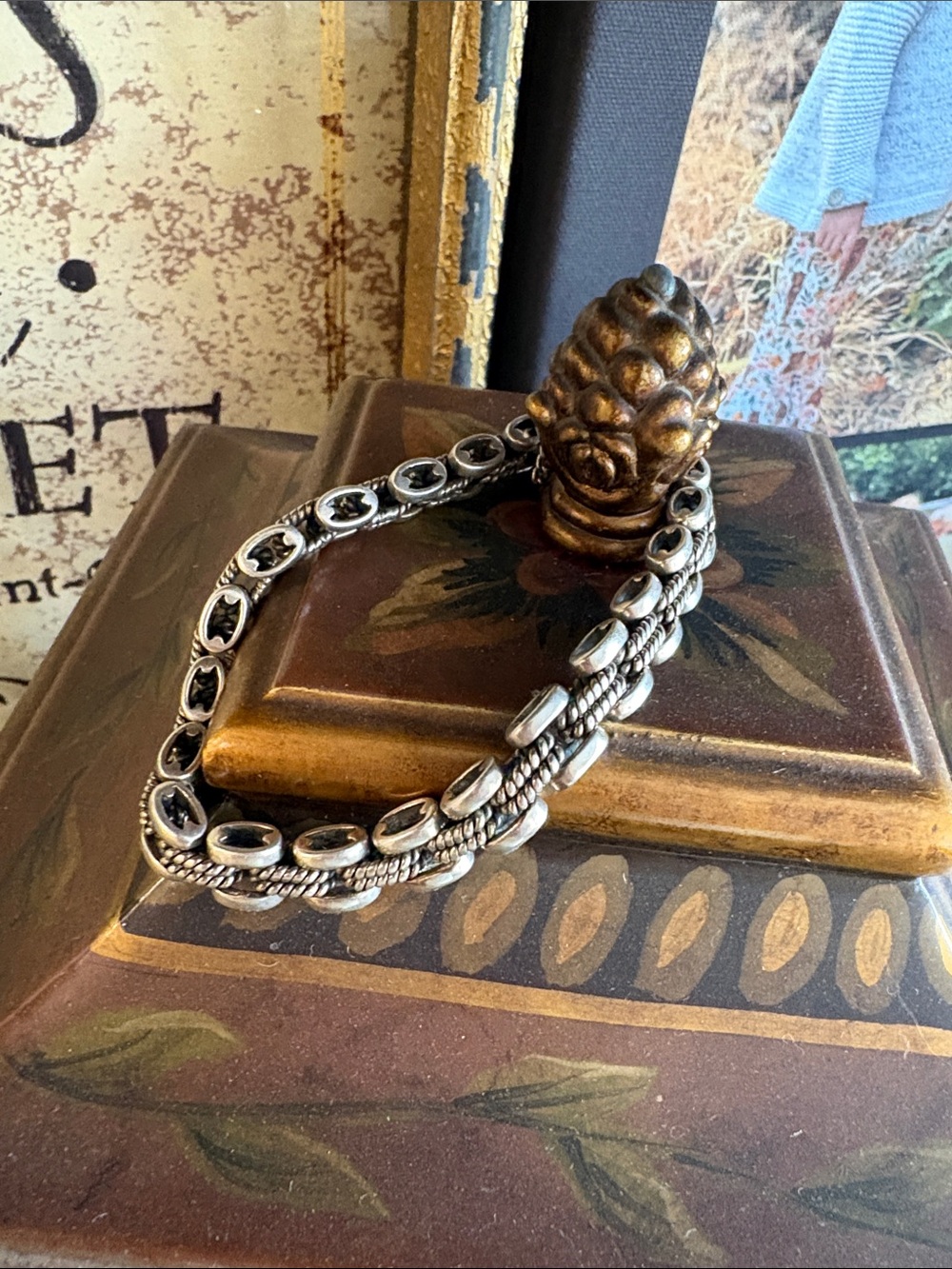 Silpada Sterling Silver .925 Heavy Center Braid Link Box Clasp Bracelet B0210